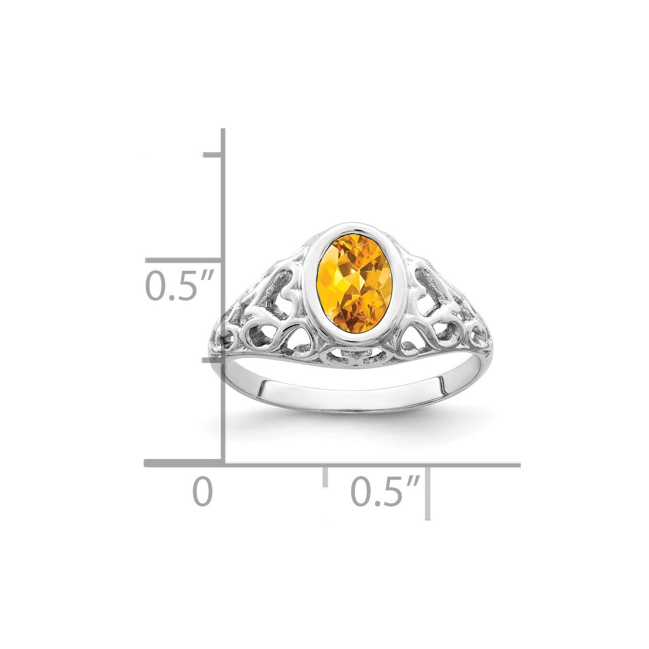 14k White Gold 7x5mm Oval Citrine ring-1