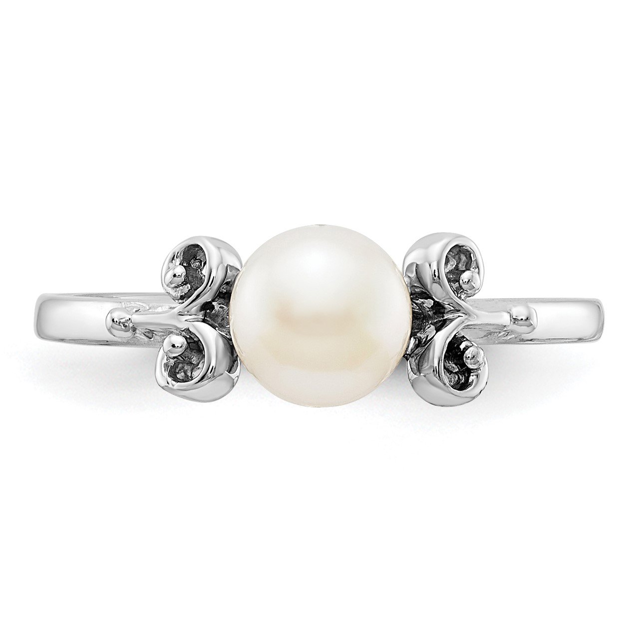 14k White Gold 5.5mm FW Cultured Pearl ring-3