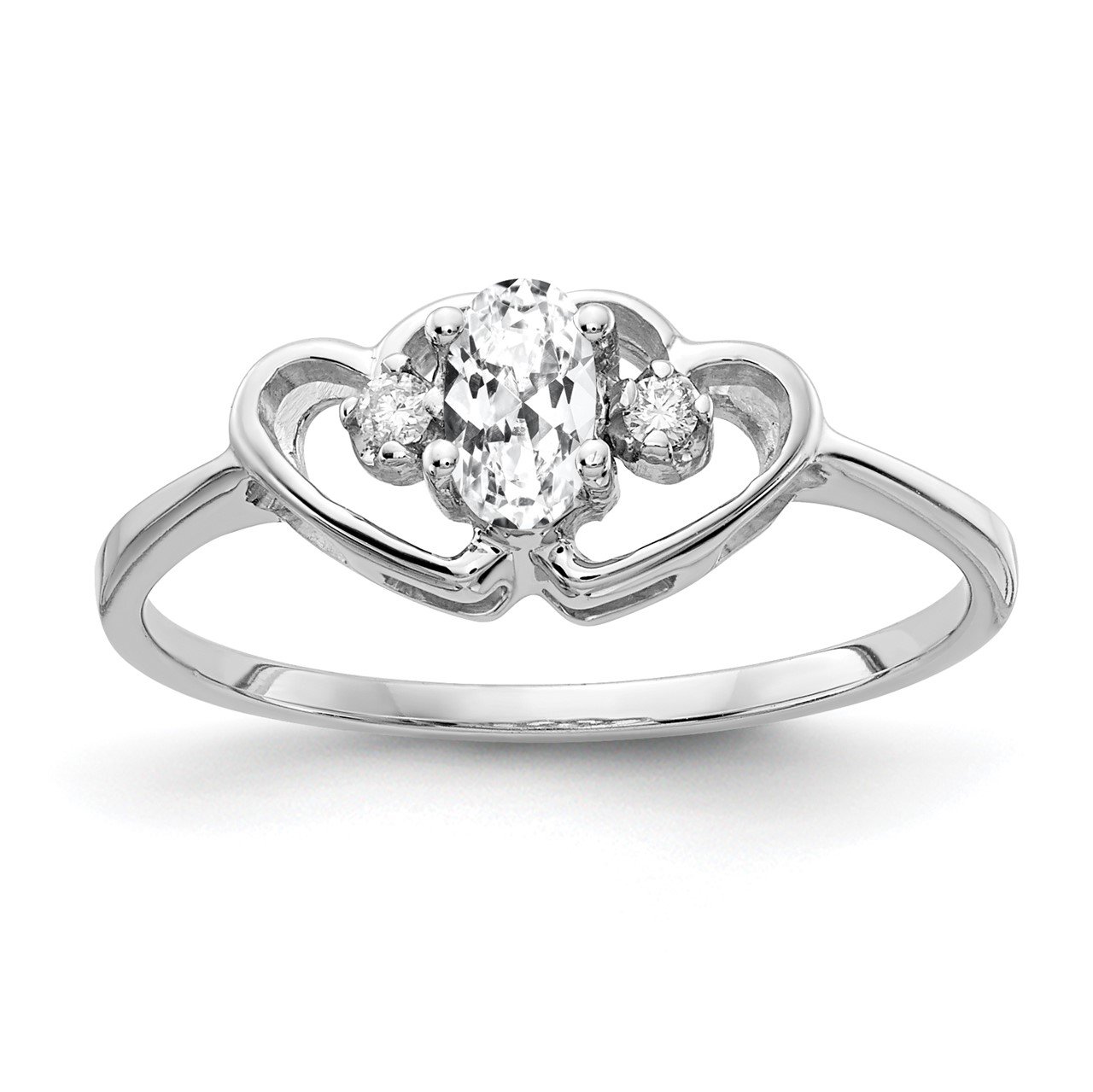 14k White Gold 5x3mm Oval Cubic Zirconia VS Diamond ring