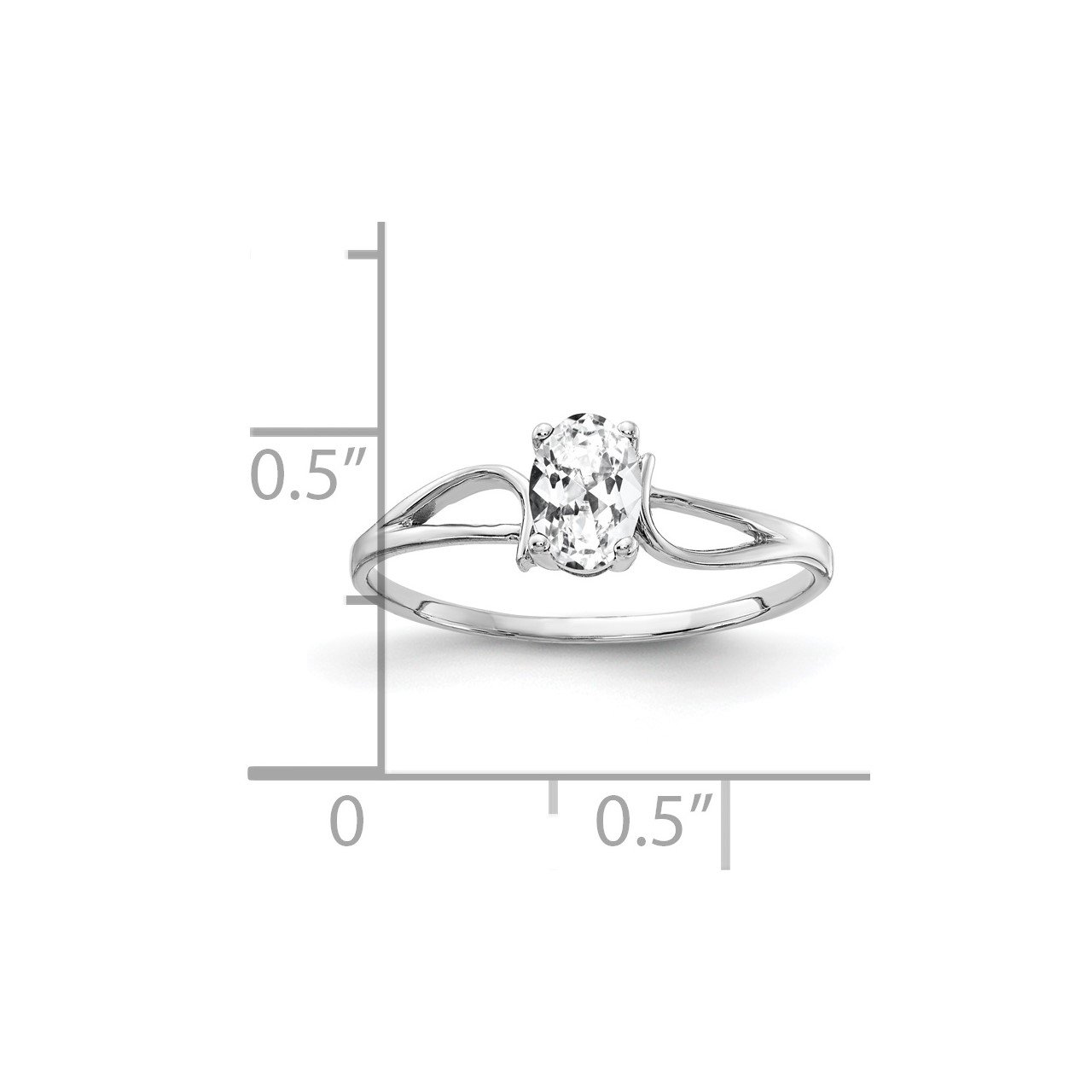 14k White Gold 6x4mm Oval Cubic Zirconia ring-1