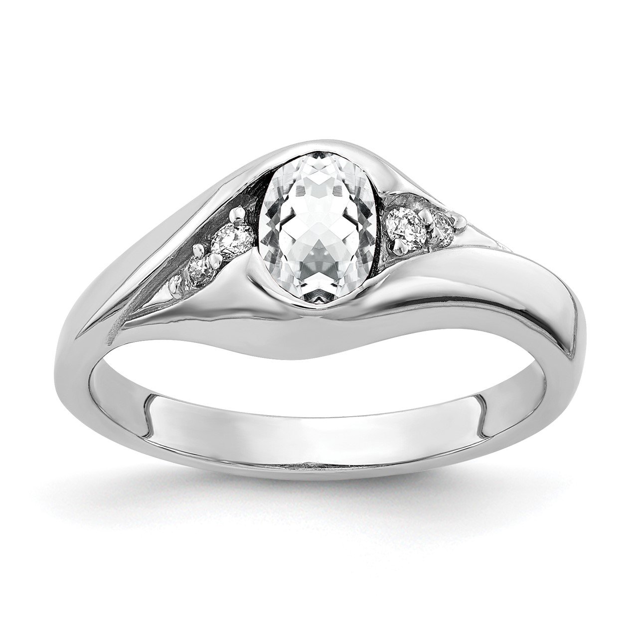 14k White Gold 6x4mm Oval Cubic Zirconia VS Diamond ring